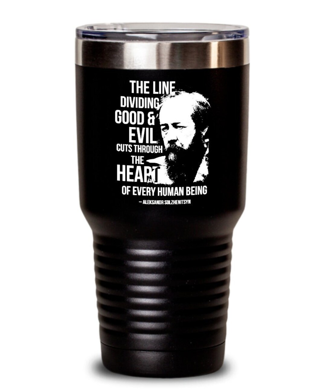 Good and Evil Travel Mug Jordan Peterson Tumbler Solzhenitsyn Quote