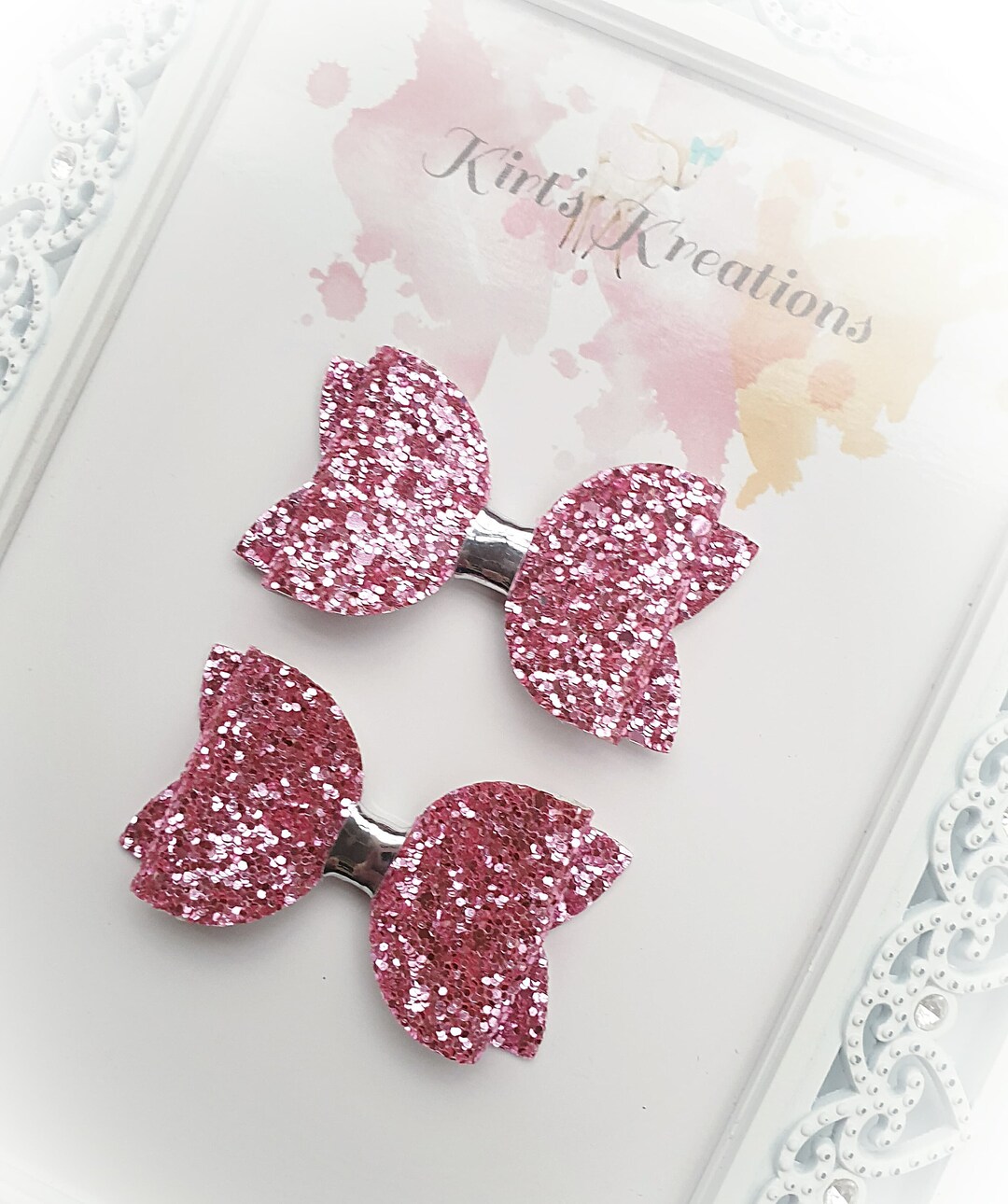 Pink Glitter Leather Hair Bow Glitter Hair Clip Glitter Bow Etsy