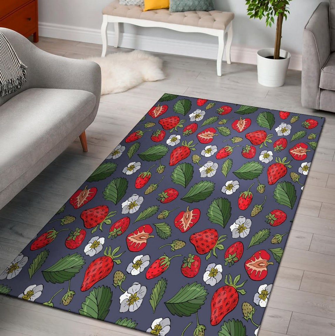 Strawberry Area Rug Strawberry Carpet Strawberry Fruit Rug Etsy UK