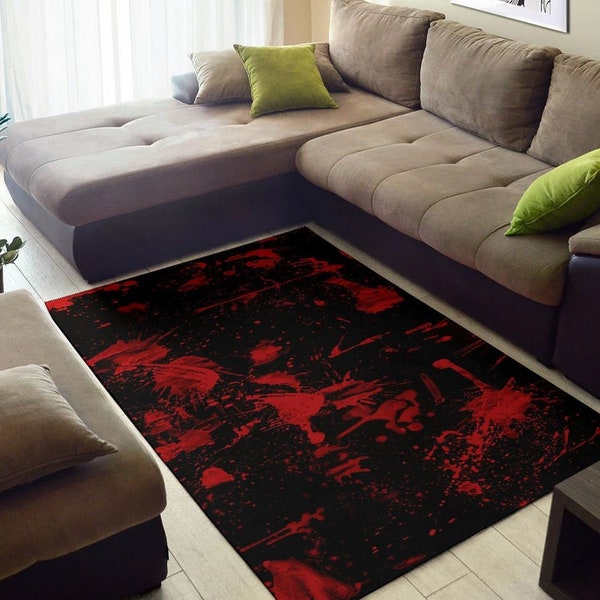 Blood Splatter area rug, Horror Carpet, Horror rug, blood rug, custom rug