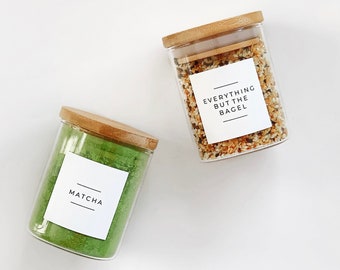 Custom Fillable Spice Labels and Pantry Labels, Modern Minimalist