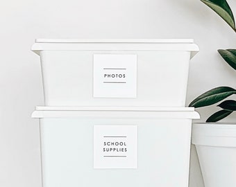 Custom Organization Labels for Storage Bins (Minimalist) / Weatherproof, Durable Labels / Labels for Storage Bins and Craft Bins