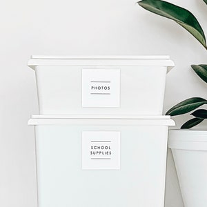 Custom Organization Labels for Storage Bins (Minimalist) / Weatherproof, Durable Labels / Labels for Storage Bins and Craft Bins