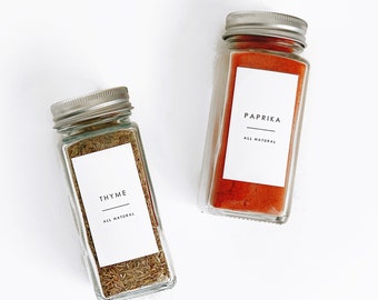 Spice Labels (Minimalist) | Water Resistant Spice Jar Label | Customization | Sticker for Pantry Organizing | Modern Spice Jar Labels