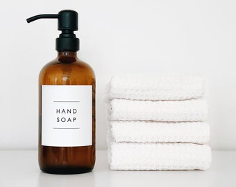 Hand Soap. Shampoo, Conditioner, Dish Soap and Bathroom Labels (Minimalist) | Water Resistant | Modern Labels