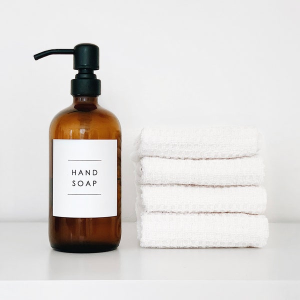 Hand Soap. Shampoo, Conditioner, Dish Soap and Bathroom Labels (Minimalist) | Water Resistant | Modern Labels