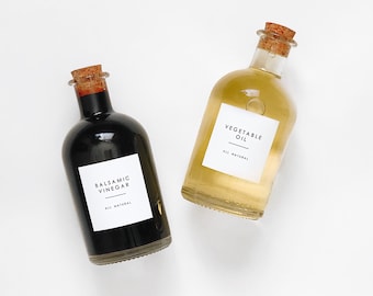 Pantry Oil & Vinegar Labels (Minimalist) / Pantry Labels / Weatherproof Labels / Water Resistant Stickers