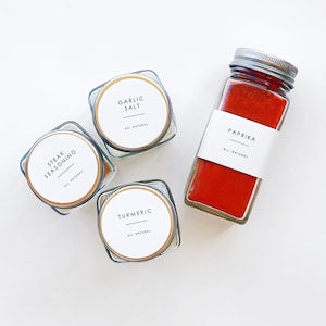 Short Spice Jar Front Labels • Minimalist • Waterproof