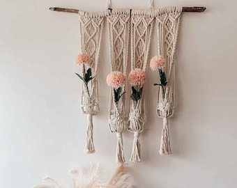 Plant Hanger, Macrame Plant Hanger For Multiple Plants, Made to Order Gift for Her II COURTILIAII Multi Plant Hanger, Driftwood Planter