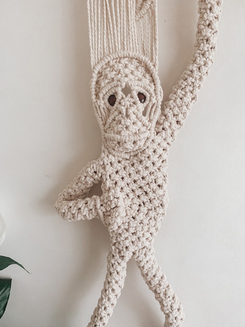 Macrame Monkey I George I Macrame Pattern, Macrame Tutorial, Kids Room Macrame, Nursery Macrame image 1