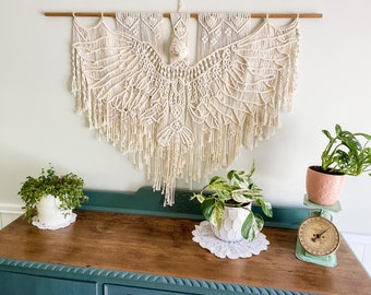 Bed Head Macrame Wall Hanging || ERNEST || Boho Wedding Backdrop, Large Wall Hanging, Macrame Wings, Macrame Eagle || Eagle Wall Art, Weave