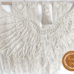 Macrame Bird Pattern ERNEST Intermediate Macrame Wings PDF Pattern Macrame Bed Head Pattern, Macrame Eagle Tutorial Guide, Boho image 6