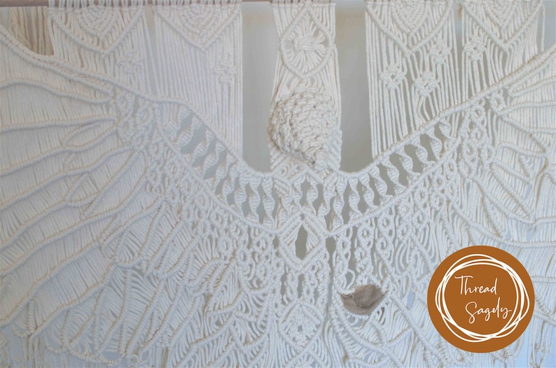 Macrame Bird Pattern ERNEST Intermediate Macrame Wings PDF Pattern Macrame Bed Head Pattern, Macrame Eagle Tutorial Guide, Boho image 9