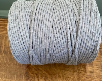 4mm Macrame Cord Grey - Crochet, Weaving, Macrame, Tapestry Cord, Macrame 4mm Cotton Cord