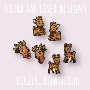 Vintage Reindeer 2 Earring SVG - Laser Cut Earrings, Digital Download, Cute Christmas Earrings - Glowforge tested