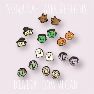 Classic Halloween Monster Earring SVG - Laser Cut  Earrings, Digital Download, Cute Halloween Earrings - Glowforge tested