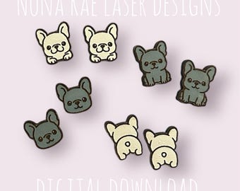 French BulldogEarring SVG - Laser Cut Dog Earrings, Digital Download - Glowforge tested - Cute Puppy Earring Files
