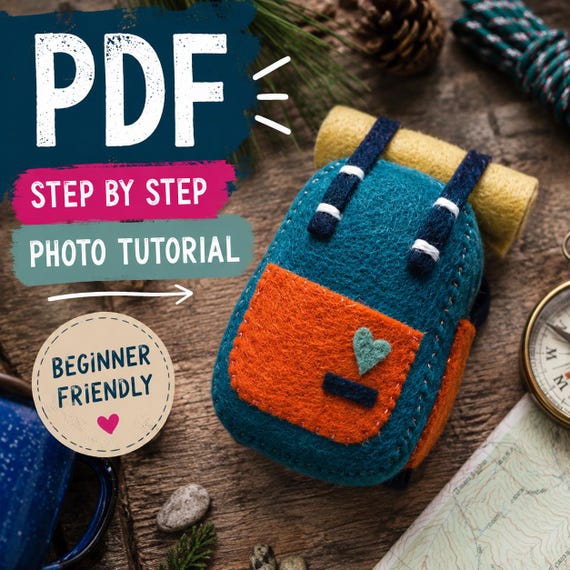 Backpack Felt Ornament Digital Pattern | Gift for hikers | Christmas decoration for adventurers | Doll Accessory | Miniature Backpack