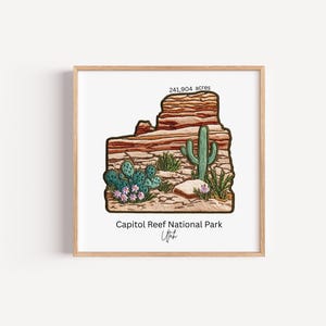 Capitol Reef National Park Patch Style Printable For Wall Art, Utah Gift, Sticker Making or Stationary, Backpacking Art, Print at Home, PNG