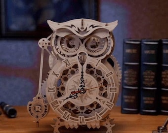 Owls as a pendulum clock – Mechanical wooden clock, 3D model kit, Robotime