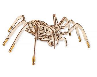 Mechanical spider made of wood, Eco-Wood-Art