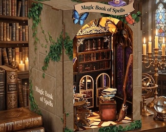 Magic Book of Spells – Book Nook Diorama Kit made of wood, spellbook, MagicWood