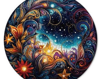 Cosmic Flower Mandala – Wooden Puzzle, Wooden Jigsaw Puzzle, MagicHolz