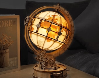 Luminous Globe – Mechanical Wooden Globe, 3D Model Kit, Robotime