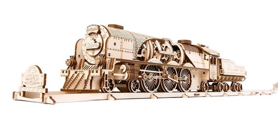  UGEARS Mini Locomotive - 3D Mechanical Wooden Puzzle Train Kit  - Ugears Wooden 3D Puzzles for Adults to Build - DIY Wooden Train Model  Puzzles for Teens - Small Train Brain