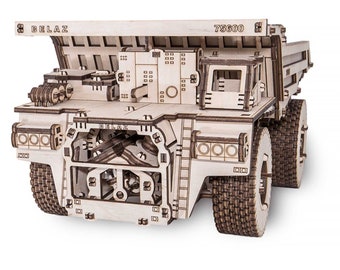 BELAZ 75600 wooden mechanical truck, dump truck, Eco-Wood-Art