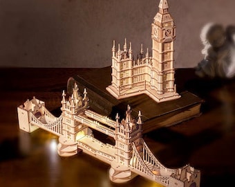 Rolife Architektur 3D-Holzpuzzle mit Lichtern: Tower Bridge und Big Ben