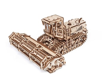 Mower CS-150C Combine Harvester – Mechanical Wooden Vehicle Model, 3D Kit, Eco-Wood-Art