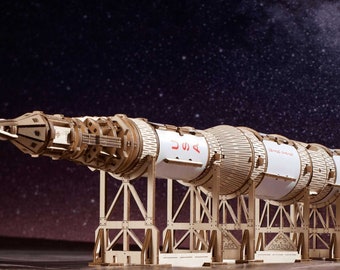 NASA Saturn V Rocket – Mechanical Wooden Model of a Rocket, 3D Kit, Ugears