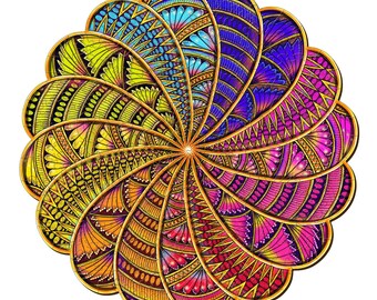 Farbenfrohe Mandala Puzzles | Magische Holzpuzzle
