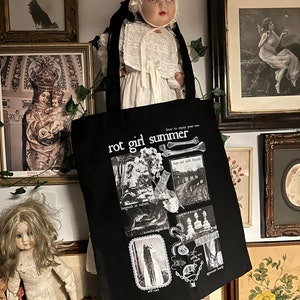 Rot Girl Goth Collage Ephemera Tote Bag Gothic Graveyard History Victorian Mourning Edwardian Oddities