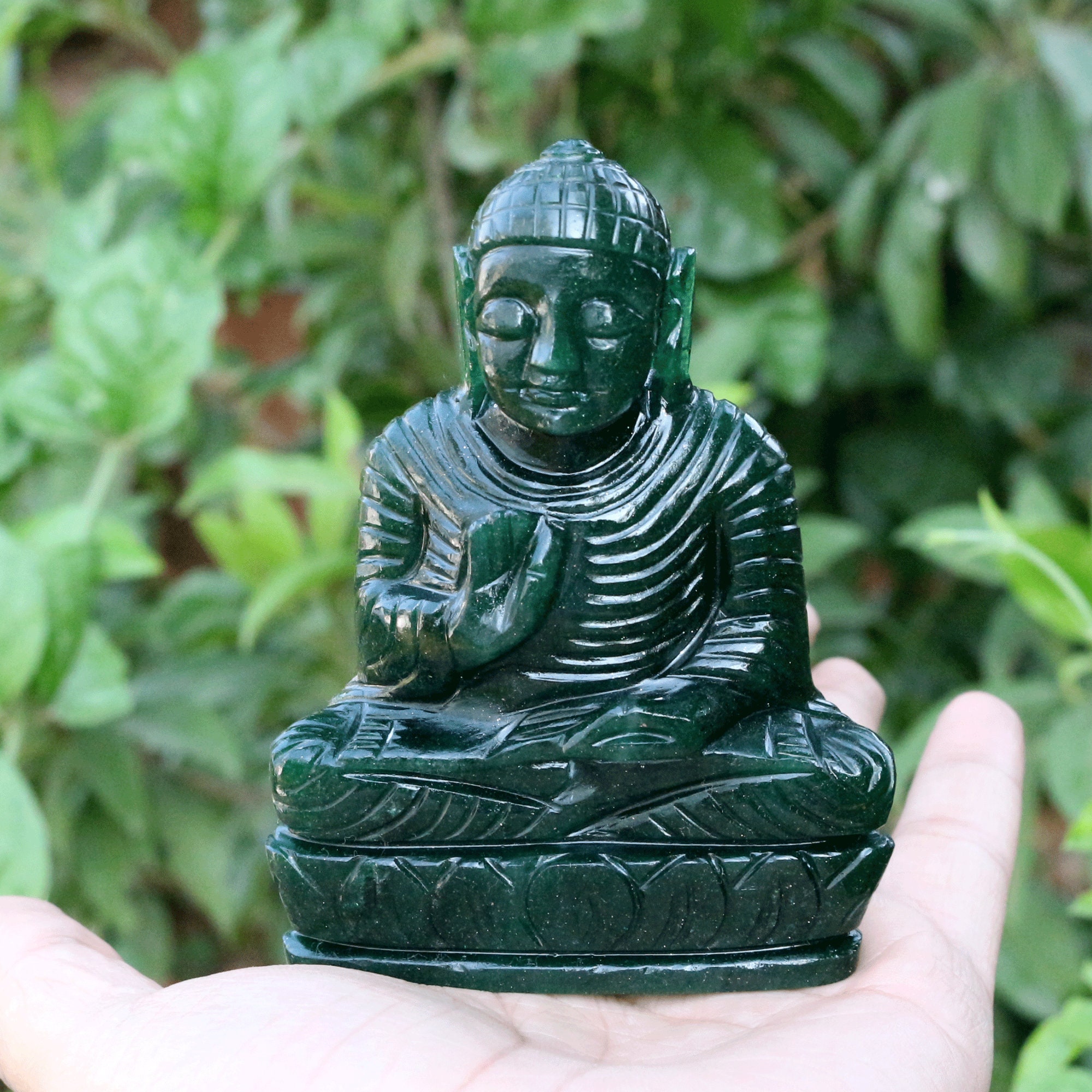 Green Jade Buddha Buddha Figure Meditation Buddha Om Etsy