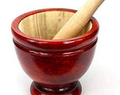 Wooden Mortar with Pestle Grinding Earthenware Pottery Papaya Salad Somtum Mixer Cookware Food Menu Recipe Home Party Kitchen Tool