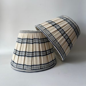 Handwoven antique linen pleated lampshade