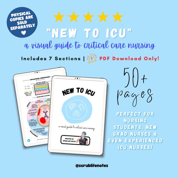 New to ICU Nursing Visual Reference Packet | *Digital Download* | New Grad BSN, Student Nurse, Critical Care Cheat Sheets, Study Guide, CCRN