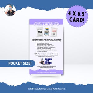 Critical Care Infusions Pocket Card | New to ICU™ Quick Reference | Visual Education Cheat Sheet for Nurses, Nursing Students, Preceptors