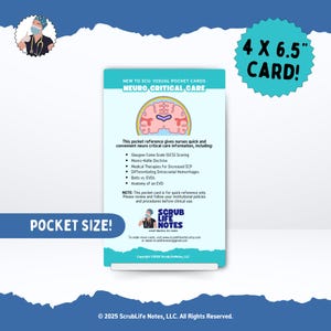Carte de poche Neuro Critical Care | Aide-mémoire des nouveautés ICU™ | Aide-mémoire d'éducation visuelle pour les infirmières, les étudiants en sciences infirmières et les précepteurs
