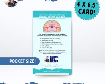 Neuro Critical Care Pocket Card | New to ICU™ Quick Reference | Visual Education Cheat Sheet for Nurses, Nursing Students, and Preceptors