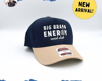 Big Brain Energy Trucker Hat | OTTO Navy/Khaki Embroidered Cap