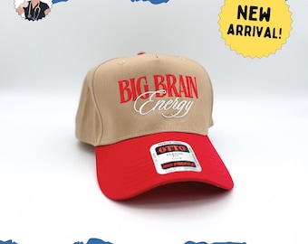 Big Brain Energy® Trucker Hat | Red/Khaki Embroidered Cap