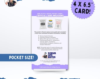 ICU Critical Care Infusions Pocket Card | Nurse Cheat Sheet