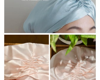 Cuidado del cabello Turbante protector, Gorro para dormir de seda de morera, Gorro para el cabello de seda pura