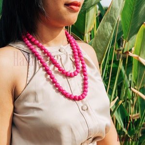 Collar de cuentas largas de madera / lujo, multicolor, collar largo hecho a mano / collar para mujeres / collar minimalista / collar de seda / regalo para ella imagen 5