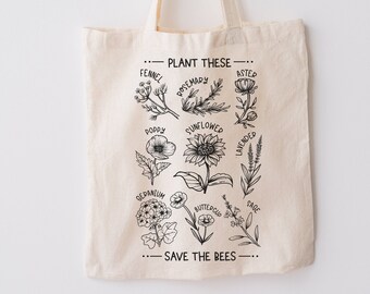 Floral Plant These Save The Bees Cotton Tote Bag