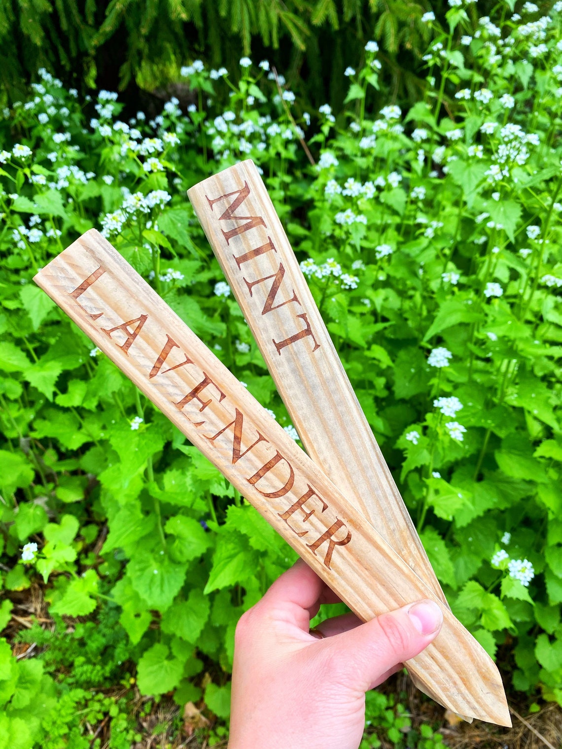 Garden Stakes Garden Labels Herb Markers Wooden Garden Etsy