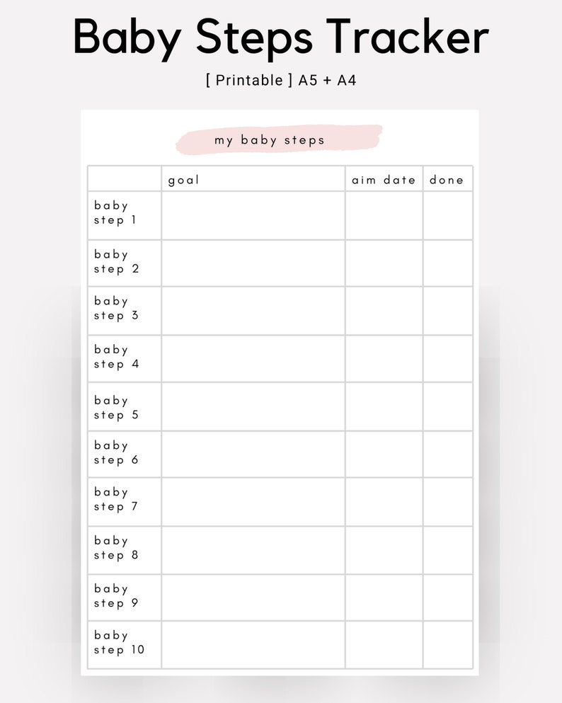 Baby Steps Tracker | Budget Planner Insert | Printable Planner Insert ...